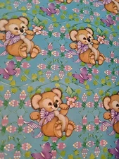 Vtg Gift Wrap wrapping Paper Koala Bear Butterflies Any Occasion Heavy weight