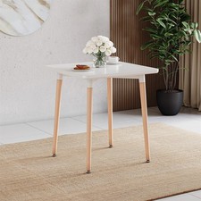 Modern Dining Table 2/3/4 Seater Wood Legs Kitchen Room Furniture White Grey