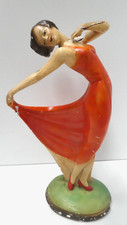 ANTIQUE ART DECO DANCING LADY WOMAN CHALKWARE STATUE FIGURINE - AF
