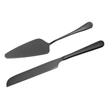 Wedding Cake Knife and Server Set Black Cake Cutting Set 10.6/9 Inch 