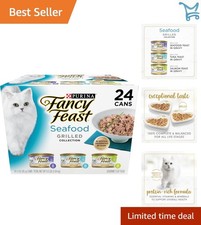 Wet Cat Food Seafood Collection 24 Pack 3 oz. Gourmet Grilled Variety 8.22 per gallon