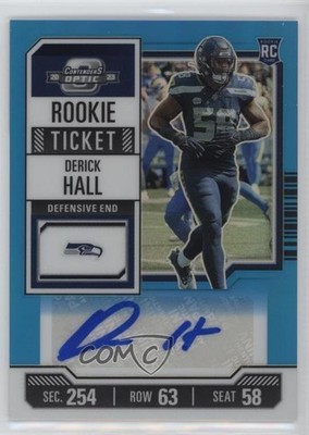 2023 Contenders Optic Ticket Teal Prizm 36/99 Derick Hall Rookie Auto RC v9t