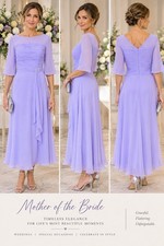 Azazie Naomi Mother of the Bride Dress Size 8 Lilac A-Line Chiffon Formal Gown
