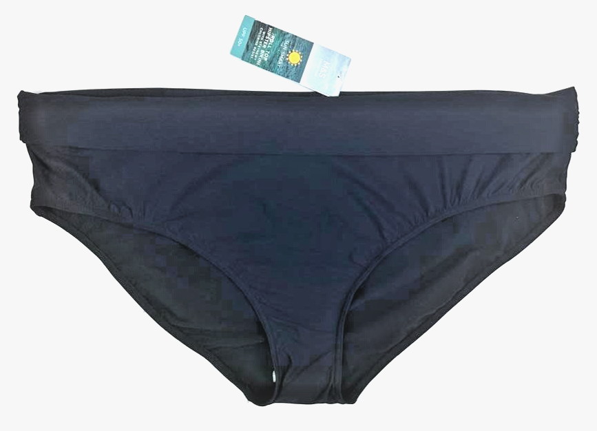 UK 24 Marks & Spencer Roll Top Bikini Bottoms SOLID PLAIN BLUE BNWT