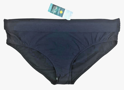 UK 24 Marks & Spencer Roll Top Bikini Bottoms SOLID PLAIN BLUE BNWT