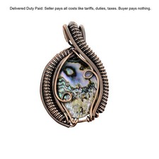 Copper Natural Abalone Shell Twisted Confirmation/Communion Art Deco Pendant