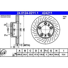 Bremsscheibe ATE 24.0124-0211.1 für Porsche Boxster Cayman