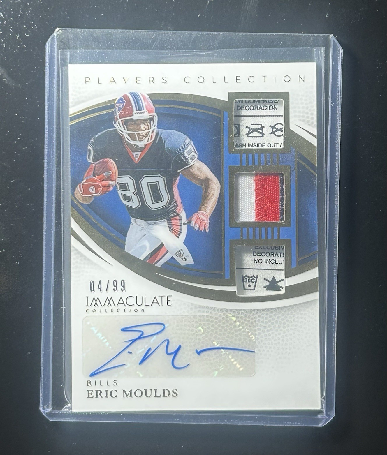 2025 Panini Immaculate Eric Moulds Collection 3 Color and Laundry Patch Auto /99 view 1