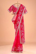 Bollywood Party Wear Saree Blouse Bride Sari Wedding Indian Designer Bridesmaid