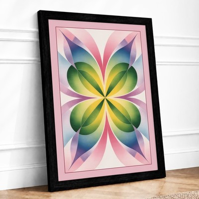 Mandala Blüte botanischer gerahmter Wandkunstdruck Wohndeko fertig zum Aufhängen