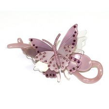 Hand Made Hair Jewelry Sparkly Butterfly Celluloid Hair Barrettes, Puple
