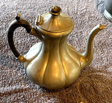 Antique 19th Century English Shaw & Fisher Pewter Teapot 1639 w/ Wood Handle 8"