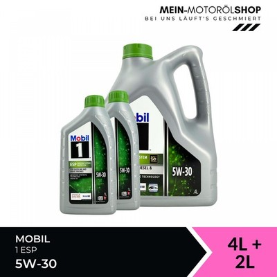 Mobil 1 ESP 5W-30 VW 507 504 Mercedes Opel BMW ACEA C3 4+2 Liter = 6 Liter