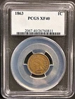 1863 Indian Cent, Rare MPD PCGS XF40, Die Variety FS-302