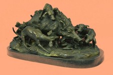 Fait Musée Qualité Art Travail Fonte Sauvage Cochon Chiens Bronze Statue Solde