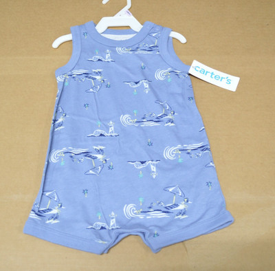 Carter's Beach Cotton Romper with a beach scene print