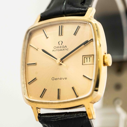 **NEAR MINT** Vintage Omega Geneve Cal.1012 Automatic Gold Square Date Men 32mm