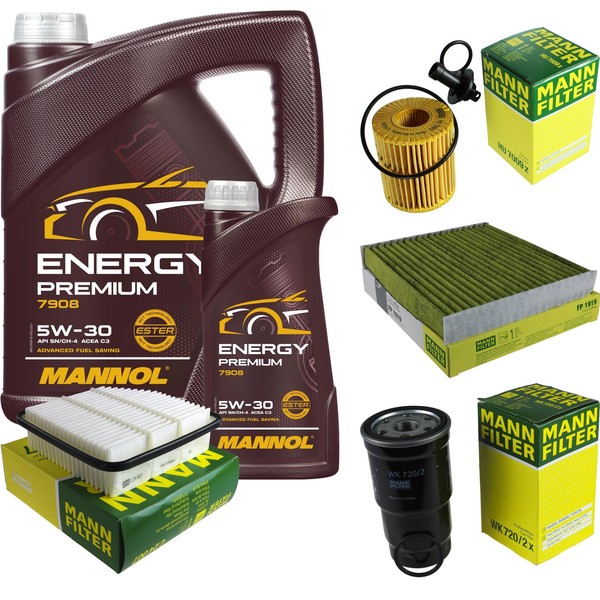 Inspektionspaket 6L Mannol Energy Premium 5W-30 FüR Toyota RAV 4 IV 2.2 D 4WD-image