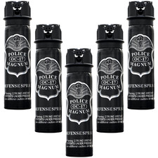 5 POLICE MAGNUM Pepper Spray Self Defense 4oz Flip Top Fogger Safety Protection