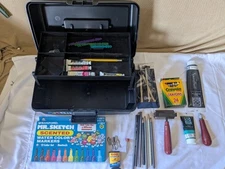 Art Bin Storage Box & Art Supplies Utrecht Speedball Roller Mr Sketch Stamping