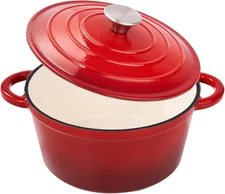 4.5 Quart Enameled Cast Iron Dutch Oven Pot with Lid, Dual Handle for Bread Baki