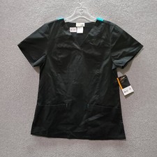 Scrub Star Women Scrub Top XS Black Pockets Short Sleeve V Neck NWT