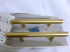 2 PROJECT 62 Brushed Brass Finish Pull Handles 5 3/8" ~New Unused~ Read Listing