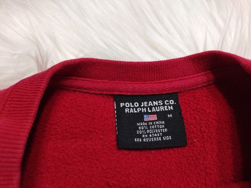 Vtg Ralph Lauren Polo Jeans M Sweatshirt Red USA Flag Spellout Sweater Medium - Picture 4 of 5