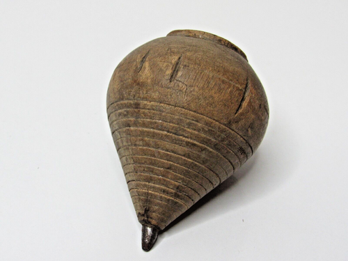 Vintage Holz & Metall Plumb Bob / Spielzeug Top #KV