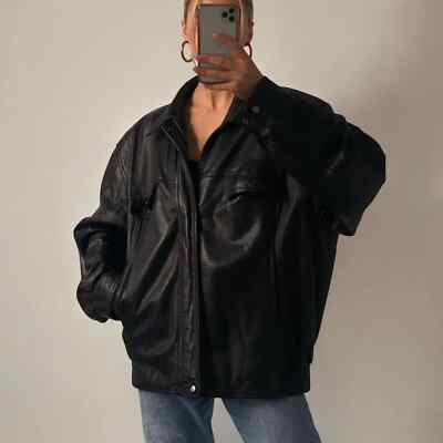 Premium Women's Vintage 90's Oversized Retro Black Lambskin