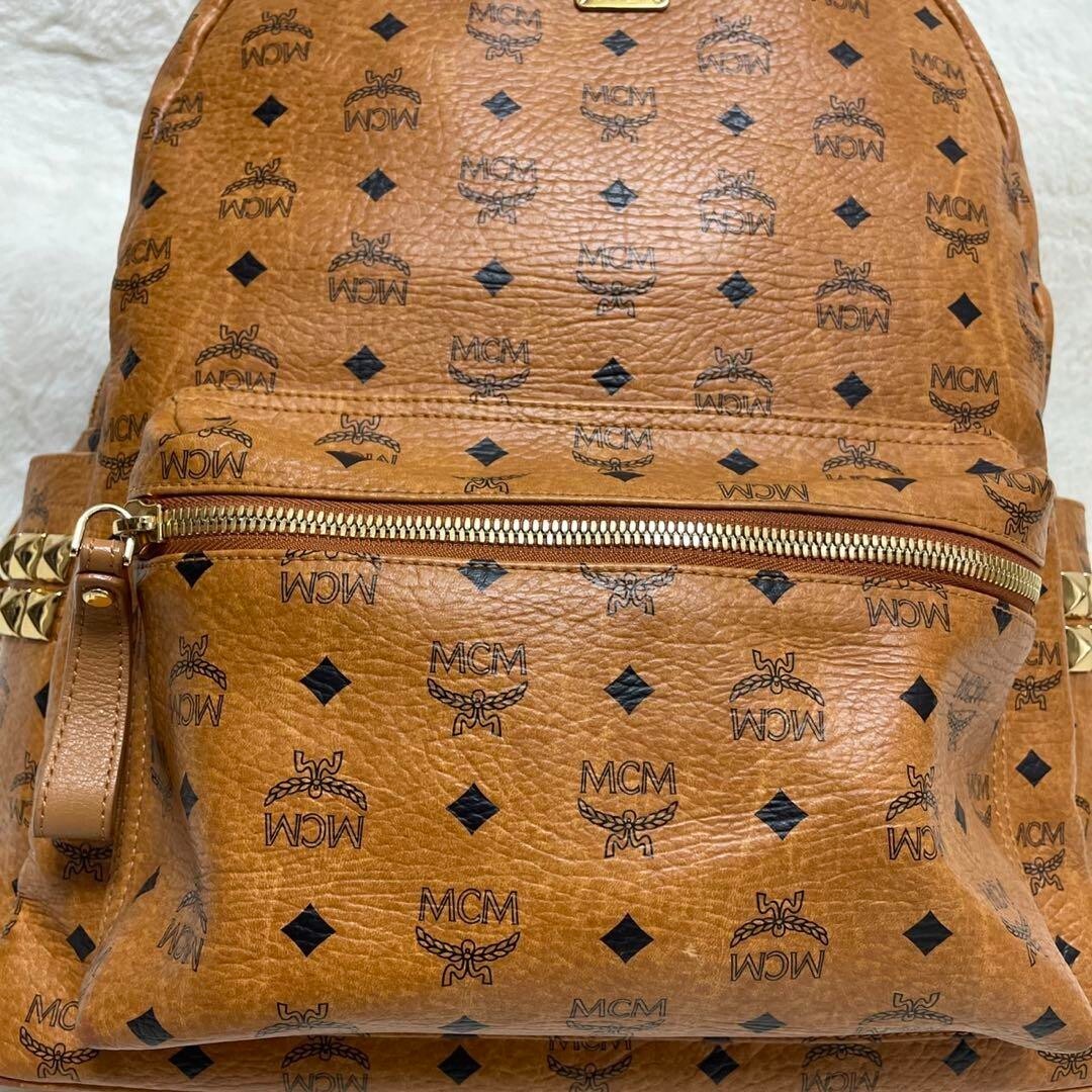 MCM Backpack Daypack Side Studs Brown x Gold Used | eBay MCM Backpack Daypack Side Studs Brown x Gold Used | eBay