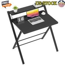 2-Tier Portable Computer Desk W/Shelf Foldable Space Saving Office Bedroom Black