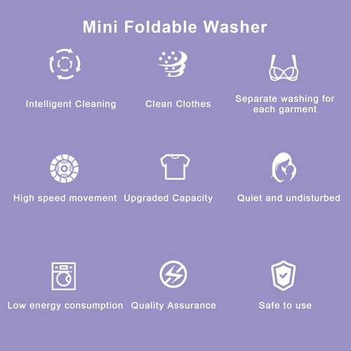 Portable 11L Washing Machine, Mini Foldable Small Washing for Apartment, Camping - Picture 4 of 9