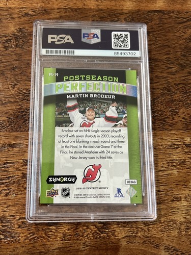 Martin Brodeur IP Signed UD Synergy Card PSA DNA Coa Slab Devils Autographed - Picture 2 of 2