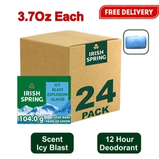 Irish Spring Icy Blast Bar Soap for Men, Smell Fresh and Clean 12H, 24 Pk, 3.7Oz