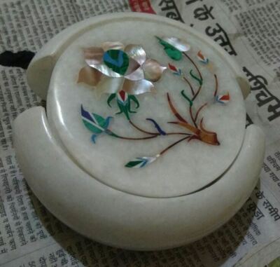 Marvelous Marble Inlay Tea Coffee Coaster Set Kitchen table use Home Decor p10