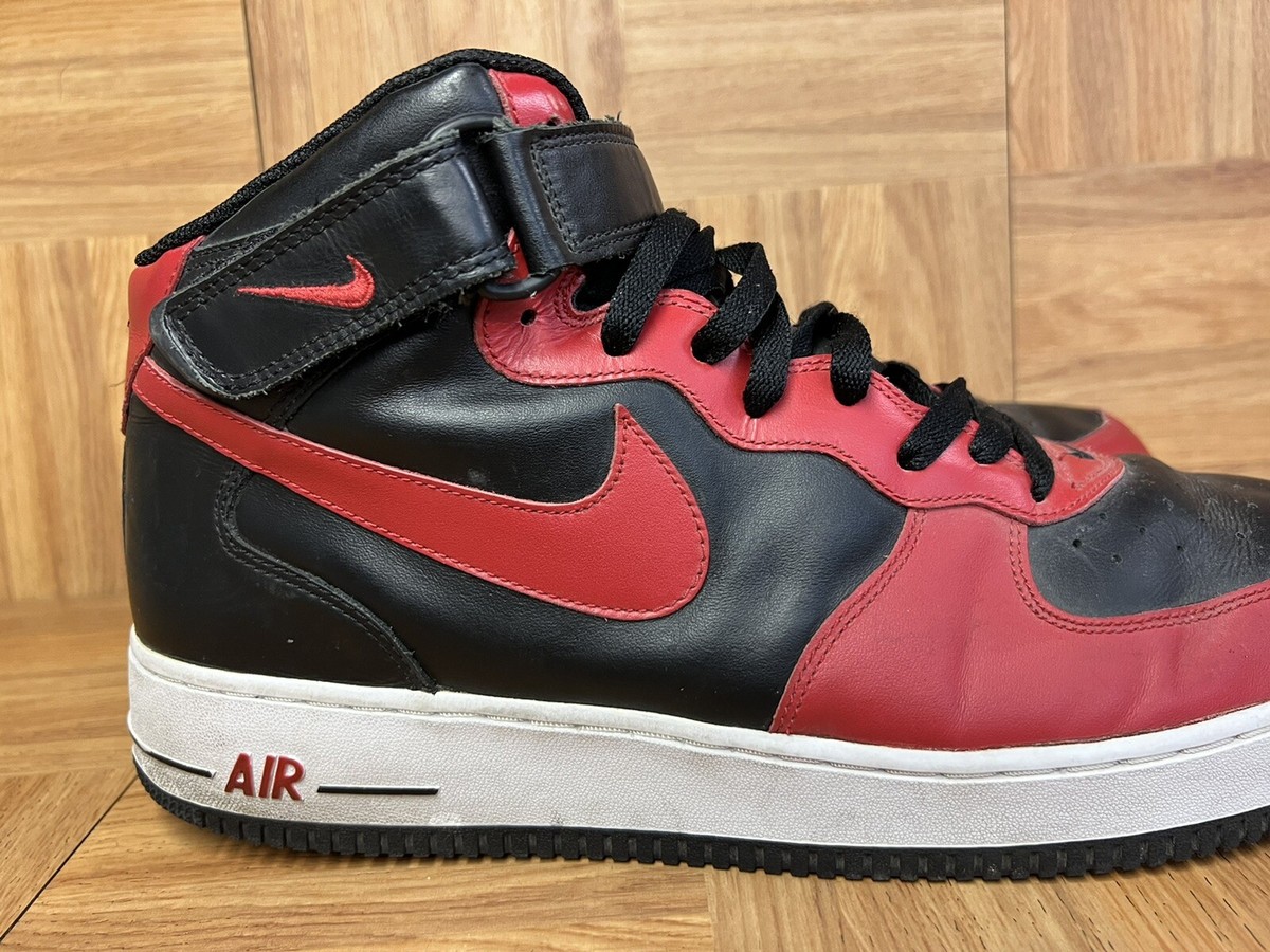 RARE🔥 Nike Air Force 1 Mid Bred Reverse Red Black Size 13 306352