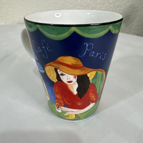 Sango Cafe Paris Vintage 94 Coffee Mug #4914 Flared 16 oz. Cup Ladies with Hats - Picture 4 of 12