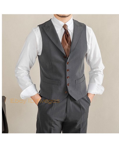 Men British Style Lapel Collar Single Breasted Suit Slim Fit Vest Waistcoat NEW - Picture 22 of 28