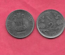INDIA INDIAN KM395 2015 B XF-AU SUPER FINE-NICE 2 RUPEES COIN