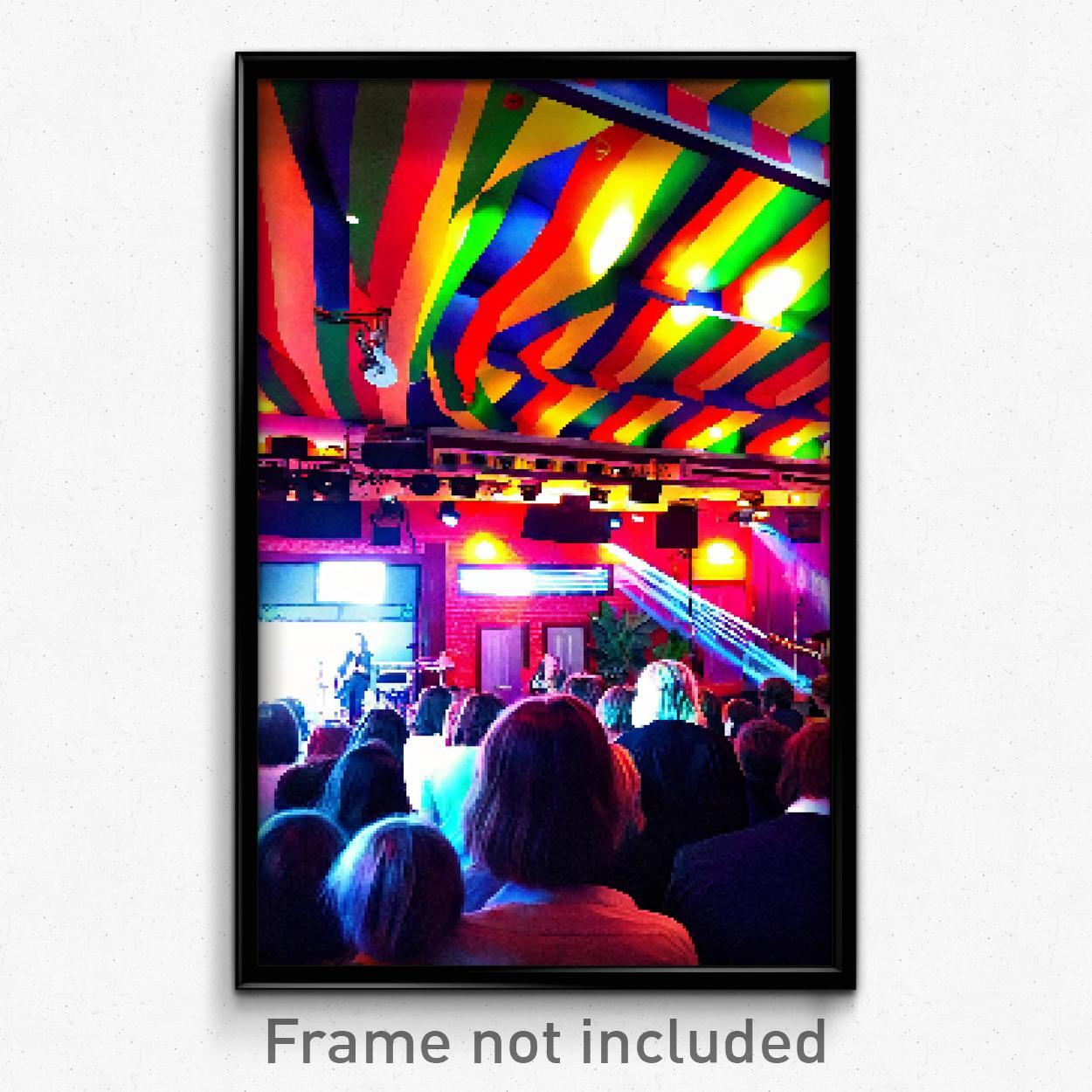 Pixel Art Poster - Adorable Music Venue (8 Bit Psychedelic Video Game Print)