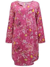 Blancheporte Pink Floral Tunic Top | Long Sleeve V-Neck Blouse | UK Size 12