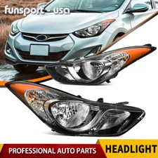 For 2011 2012 2013 Hyundai Elantra 4-Door Pair Black Housing Headlights Headlamp