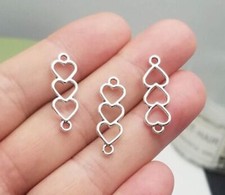 Heart Pendants Hollow Connector Charms DIY Jewelry Accessories Finding 50Pcs/Lot