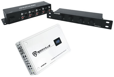Rockville ATOM 8W 8-Channel Marine/Boat Bluetooth Amplifier+Kicker 4Zone Control