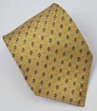 Geoffrey Beene Tie Gold Blue Geometric Men Necktie Italy 59 x 3.75