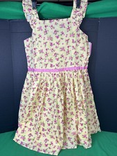 Zunie Girl Girl's Cotton Floral A-Line Knee-Length Dress Size L Yellow