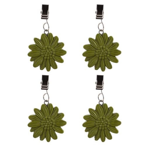 Green Sunflower Resin Tablecloth Clips Set of 4 Handcrafted Table Weights - Picture 3 of 6