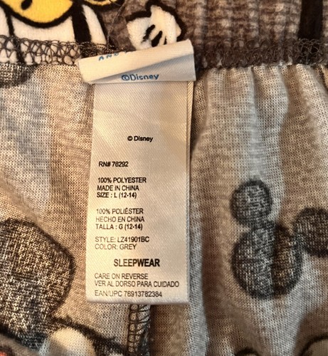 Women’s DISNEY Mickey & Friends Gray Velvet Jogger Pajama Pants Size Large 12/14 - Picture 5 of 5