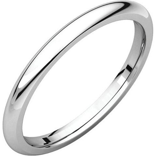 2mm 14K White Gold Thick Heavy Dome Half Round Comfort Fit Wedding Band Size 7.5 - Picture 1 of 1